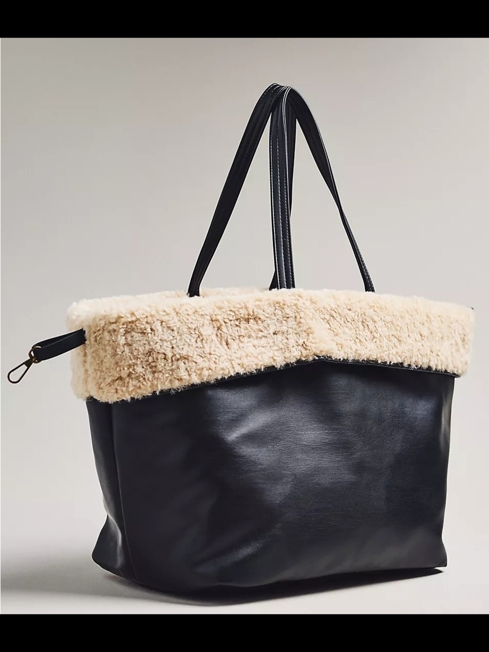 Anthropologie Reversible Sherpa Fleece Faux Leather Tote. New WO Tags